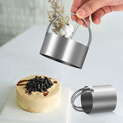 5 Pieces Cookie Cutters Round Cutters Stainless Steel Biscuit Cutter with Handle in Graduated Sizes Round Shape Molds (5 Count)