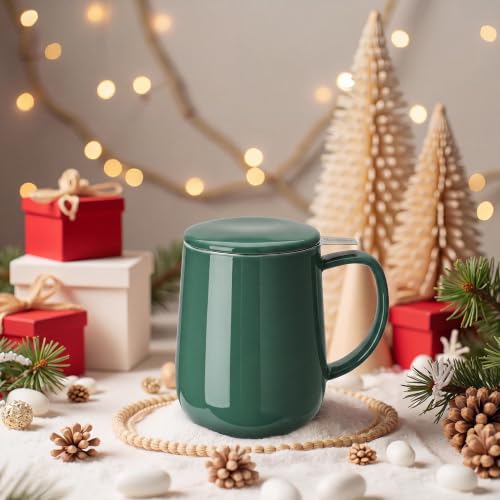 20 OZ Porcelain Tea Mug with Infuser and Lid