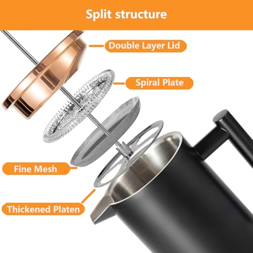 Black French Press Stainless Steel 34oz (34 Ounce)