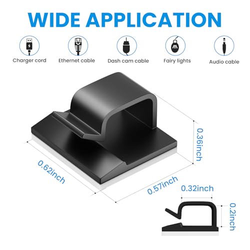 100 PCS Adhesive Cable Clips Black (100 Count)