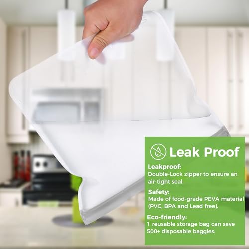 12 Pack Dishwasher Safe Reusable Food Storage Bags (12 Count)