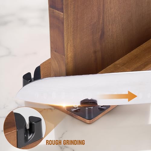 15.2" Extra Large Magnetic Knife Block with Dual Sharpeners