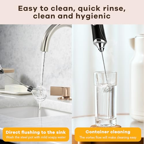 Milk Frother Handheld Rechargeable with Stand 3 Speed Frother Wand