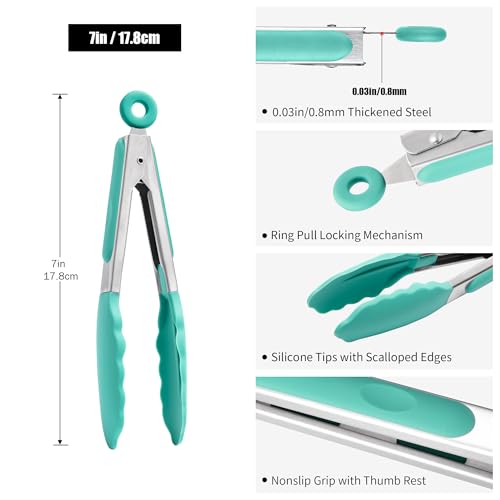 Kitchen Tongs with Silicone Tips for Cooking Serving