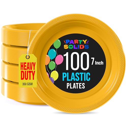 Sturdy Yellow Plastic Plates 7" Cake Plates 100 Pcs (100 Count)