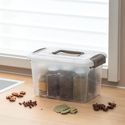 4 Packs 8.5 QT Storage Bins with Lids Clear Plastic Bins with Grey Handle Stackable Storage Containers for Organizing (4 Count)