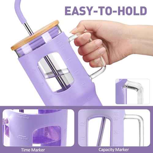 32 oz Glass Tumbler with Straw and Lid