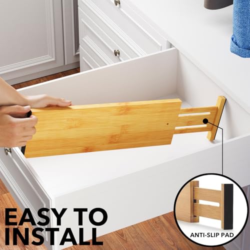 Bamboo Dresser Drawer Dividers 6 Pack (6 Count)