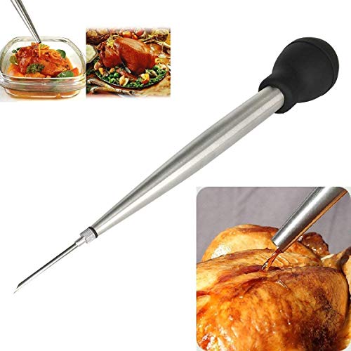 Stainless Steel Turkey Baster Syringe and Poultry Lifters fork Set of 2 (2 Count)