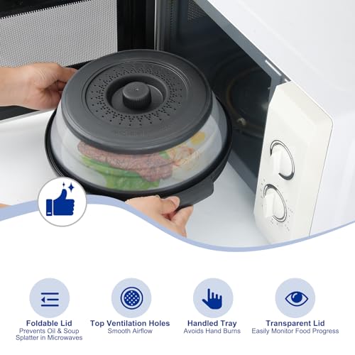 Microwave Splatter Cover for Food with Handle &Heat