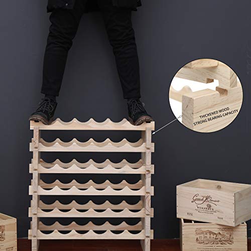 Wine Rack Solid Wood Stackable Storage Wooden Wine Rack Wine Cabinet (60 Count)