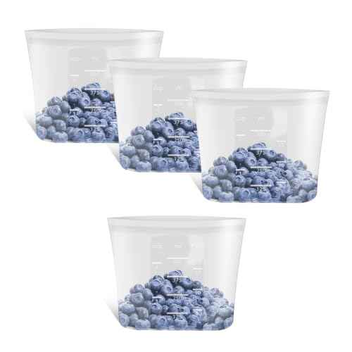 100% Platinum Silicone Reusable Food Storage Bags (4 Count)