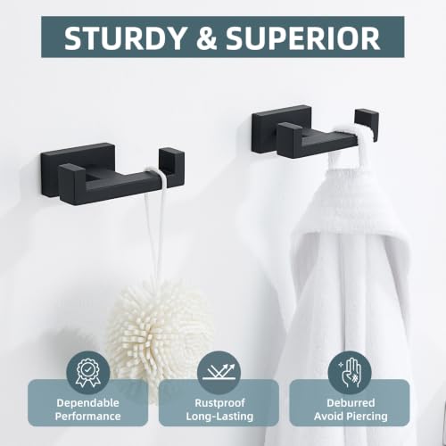 Bathroom Towel Hook Matte Black (2 Count)