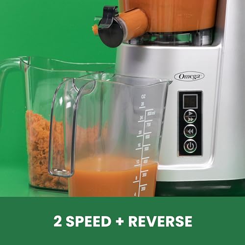 Wide Mouth Juicer Compact Vertical Cold Press Vegetable and Fruit Juice Extractor with 3