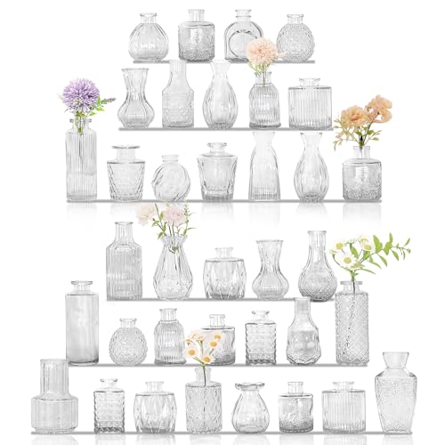 Set of 36 Glass Bud Vases Small Flower Vases for Centerpieces (36 Count)