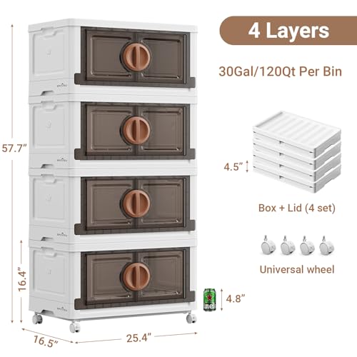 480Qt Lockable Stackable Storage Bins with Lids (4 Count)
