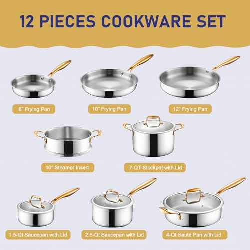 Triple Ply Stainless Steel Pots and Pans Set