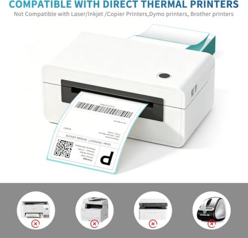 Fanfold 4 x 6 Direct Thermal Labels with Blue Background Paper Perforated Shipping Labels for Thermal Printers