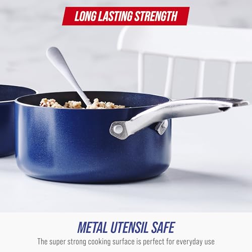 2QT Diamond Infused Ceramic Nonstick Sauce Pan with Lid