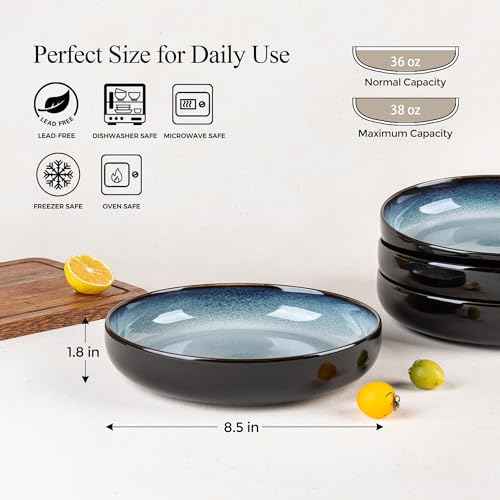 8.5" Ceramic Pasta Bowls Set of 4 (6 Count)
