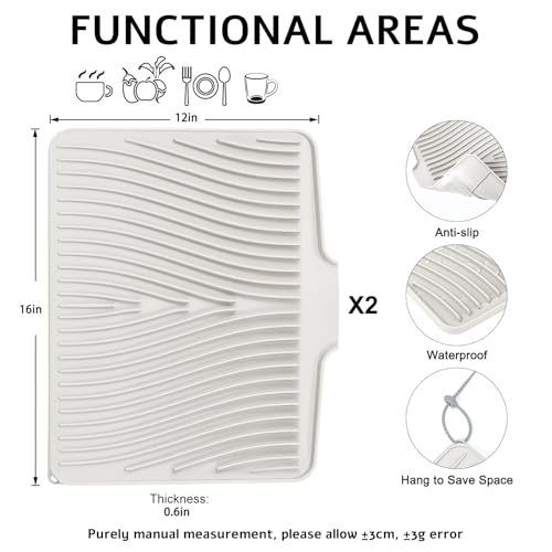 Silicone Dish Drying Mat for Kitchen Counter (2 Count)