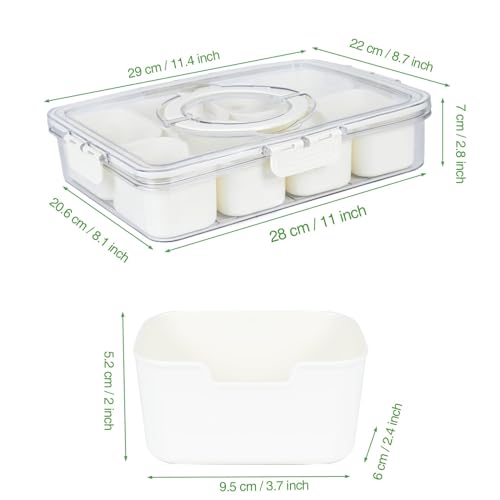 2Pcs Snackle Box Snack Containers with Lid Divided Serving Tray with Handle (2 Count)