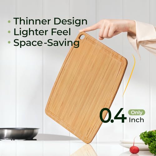 Dishwasher Safe Bamboo Cutting Boards Durable Lightweight Wood Cutting Board for Busy Kitchen (3 Count)