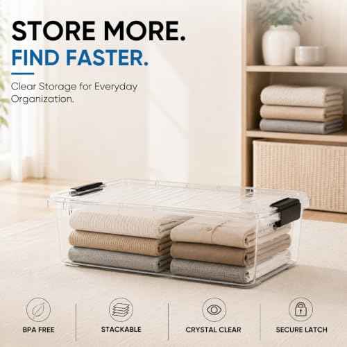 13.7 Quart Clear Plastic Storage Bin with Lid