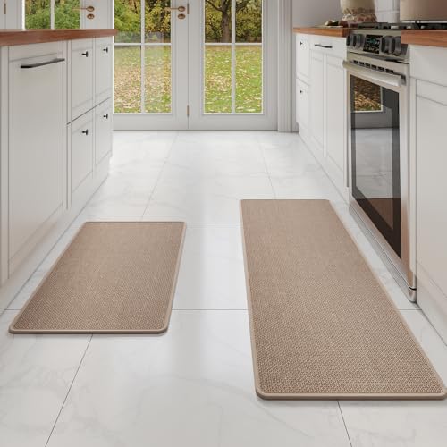 Kitchen Mat Kitchen Rugs Sets of 2 PCS Non Slip Brown 17"x30"+17"x47"