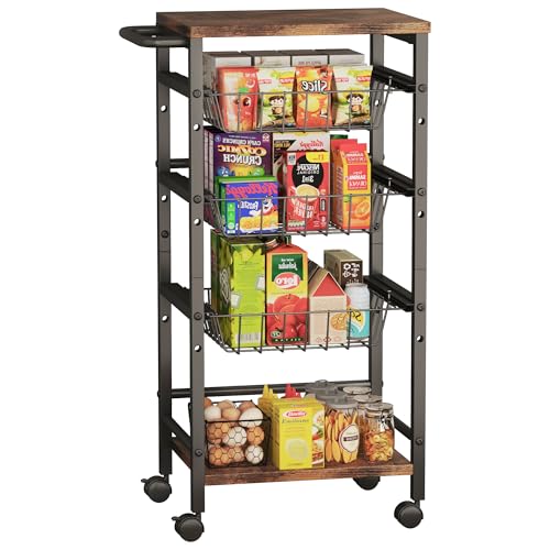 5 Tier Snack Organizer Cart with 3 Height Adjustable Pull