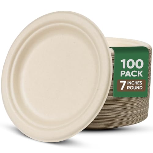 Brown Disposable Paper Plate 7 inch (100 Count)