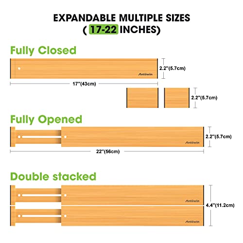 4 Pcs Expandable Bamboo Drawer Dividers (2 Count)