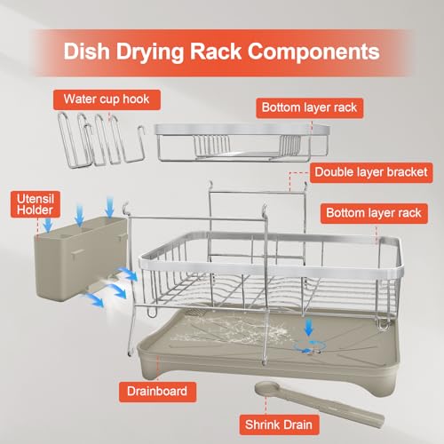 2 Tier Dish Drying Rack for Kitchen Counter