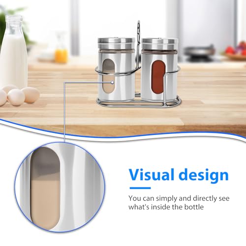 Glass Salt and Pepper Shaker Set with Seasoning Rack