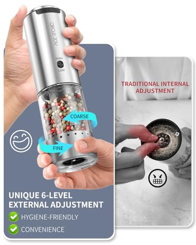 Electric Salt and Pepper Grinder Set Stainless Steel Rechargeable Salt and Pepper Grinder Set