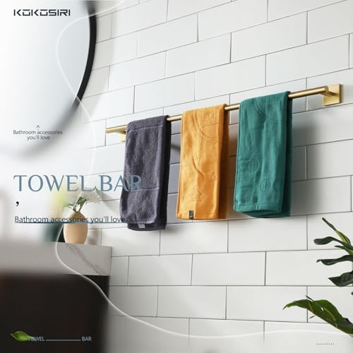 Bathroom Towel Bar 36'' Towel Holder for Bath Kitchen Wall Mount Towel Rails 36 Inch Brushed Gold Stainless Steel B4005BG