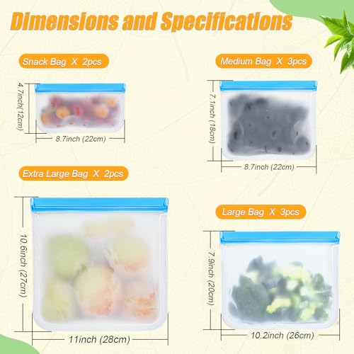 Reusable Silicone Food Storage Bags (10 Count)