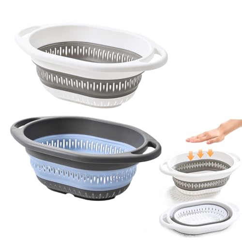 2 Pack Collapsible Silicone Colander Strainer