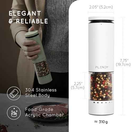 Rechargeable Electric Salt and Pepper Grinder Set with Charging Base (2 Count)