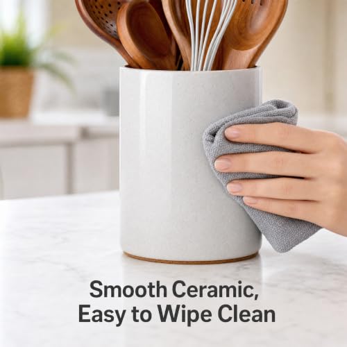 Ceramic Utensil Holder with Spoon Rest for Kitchen Counter