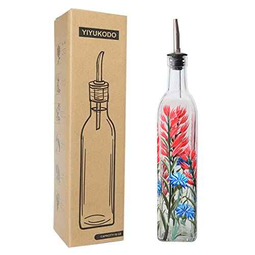 17oz Hand Painted Glass Olive Oil Bottle