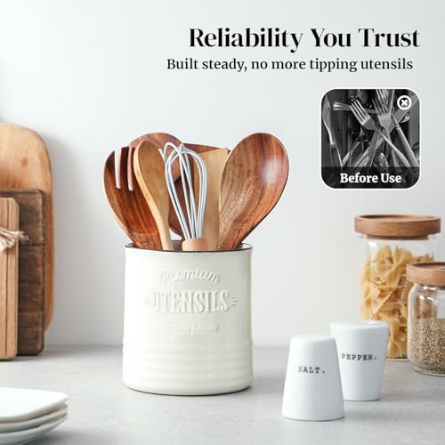 7.2" Large Ceramic Utensil Holder for Kitchen Counter