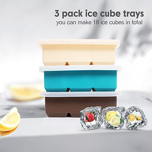 Silicone Ice Cube Trays 3 Pack (3 Count)