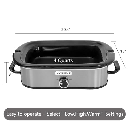 Magnifique 4 Quart Slow Cooker with Casserole Manual Warm Setting