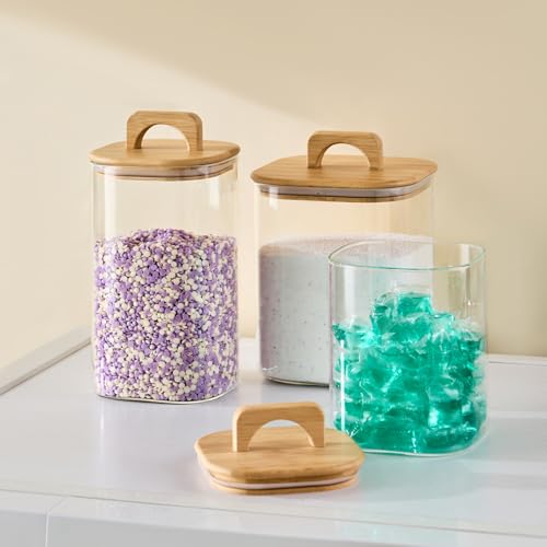 Sweejar 3 qt Glass Jars for Laundry Room Organization