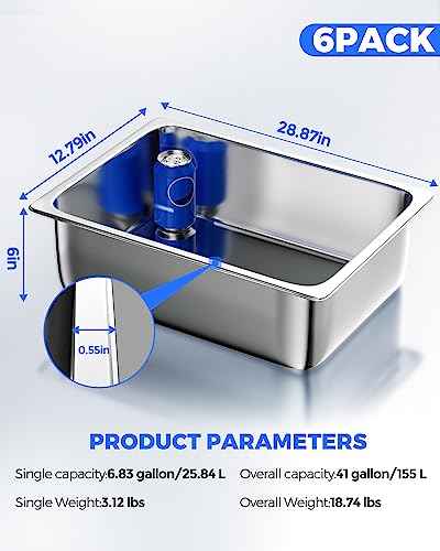 Stainless Steel Steam Table Hotel Pan Set 1 (6 Count)