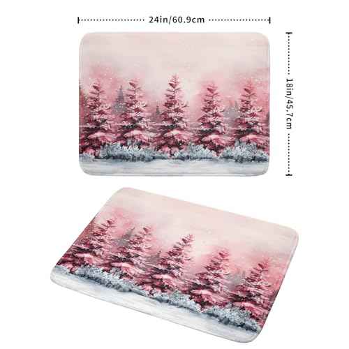 Christmas Decorative Dish Drying Pad Absorbent Microfiber Drying Mat Pink Trees Drainer Mats 18 X 24 In