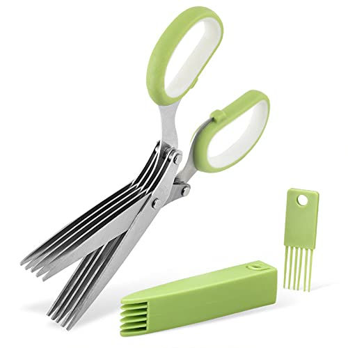Gourmet Herb Scissors Set Multipurpose Cutting Shears with Stainless Steel 5 Blades