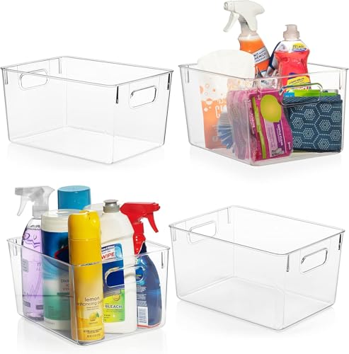 Clear Plastic Storage Bins (4 Count)