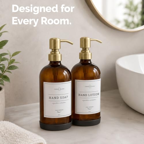 Amber Glass Soap Dispenser (2 Count)
